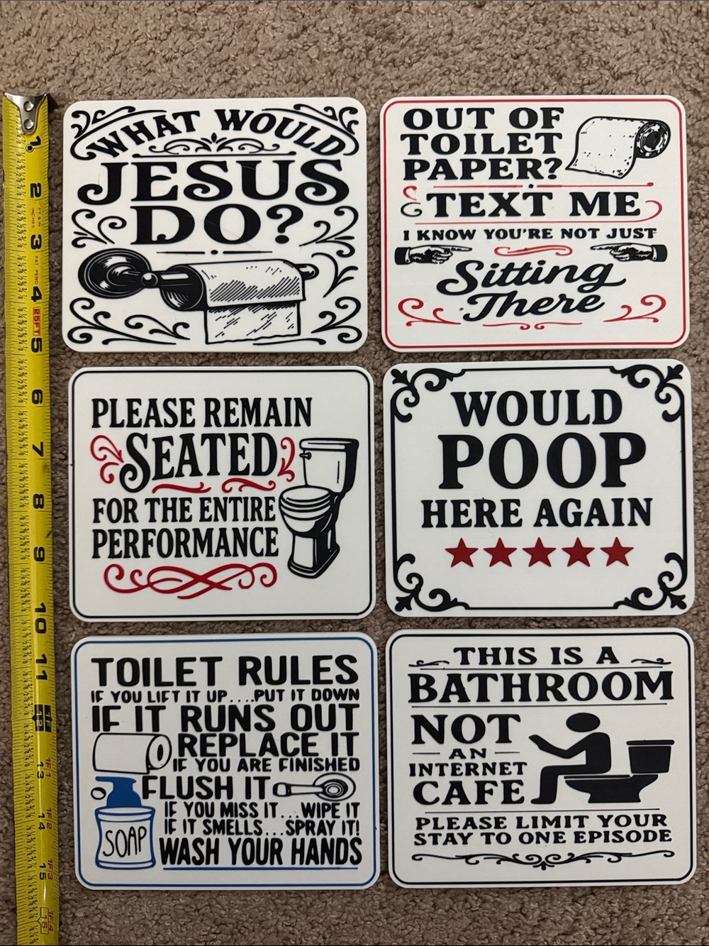 Vintage-Inspired Bathroom humor! Qty 6